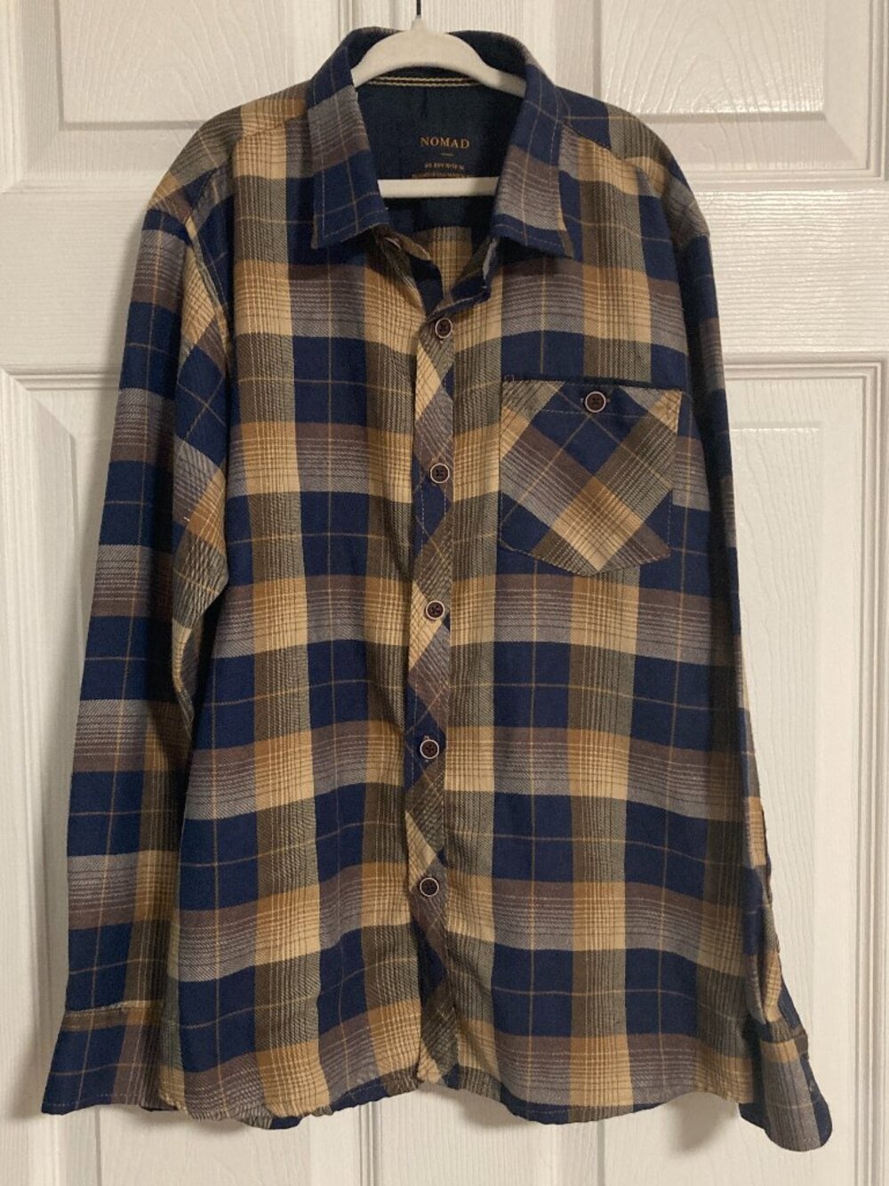 Nomad Plaid Flannel Button-Front Long Sleeve Shirt Size 10-12